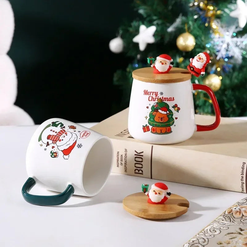 Taza de café de cerámica con tapa y cuchara