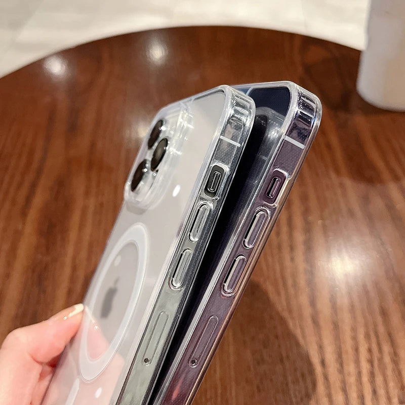 Transparent Magnetic Wireless Charging Case for iPhone with Shockproof Protection