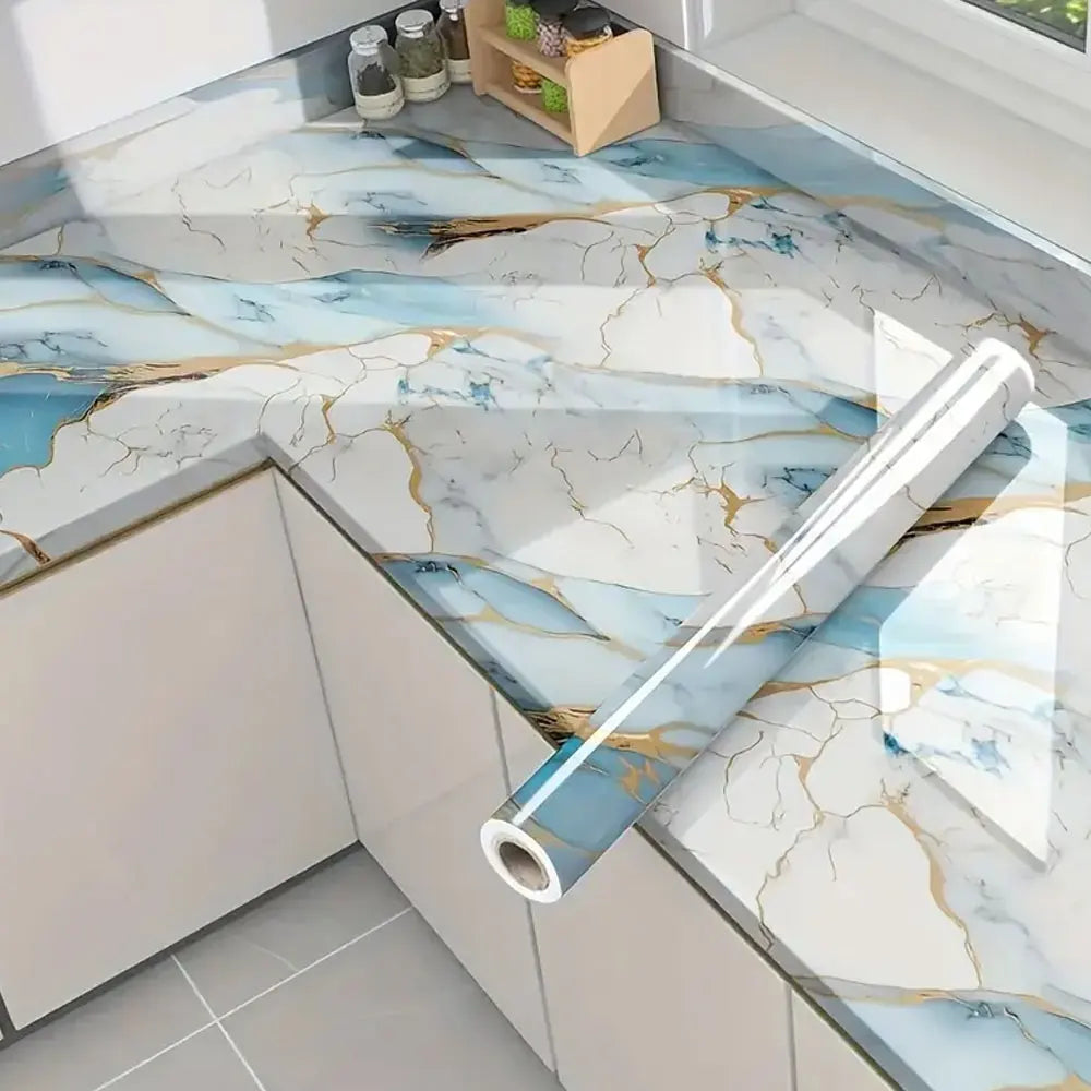 Marble Peel-and-Stick Waterproof Wallpaper for Kitchen & Bathroom