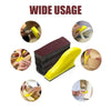A yellow multi-grinder kit with precision sandpaper set shown in various uses and applications.