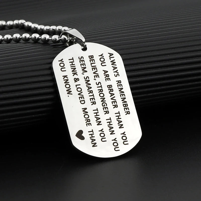 Engraved Inspirational Dog Tag Necklace