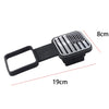 Black trailer hitch receiver cover with an American flag emblem and dimensions 19cm by 8cm