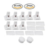 A set of invisible magnetic cabinet locks, including 8 locks and 2 keys, in white.