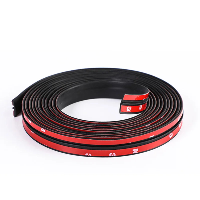 Black and red rubber seal strip for car windows, windshields, and sunroofs.