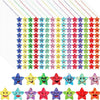 A large grid of 1,500 glitter star stickers featuring various happy face designs in multiple colors.