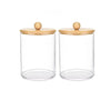 Clear acrylic apothecary jar with a wooden lid