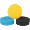A yellow spherical filter sponge and a blue cylindrical filter sponge are shown.