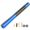 Blue and black carbon fiber short radio antenna with mounting screws and rings
