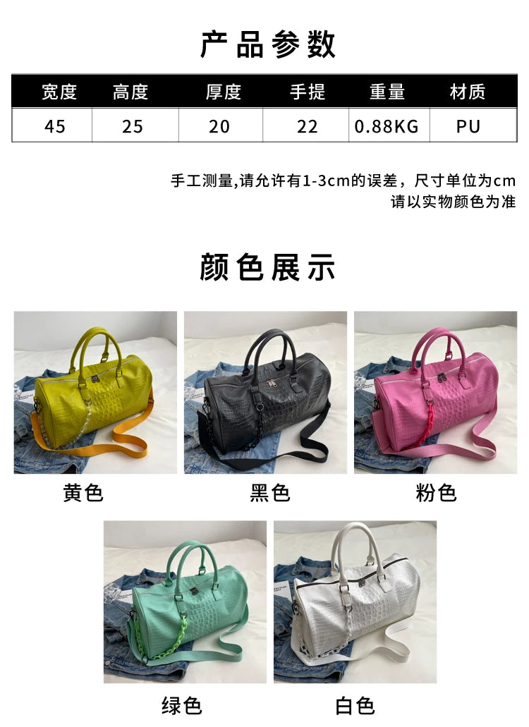 Crocodile Grain Large Capacity Travel Duffle Bag