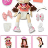 A soft plush collectible toy of a zombie boy hand puppet with pink hair and an open mouth.