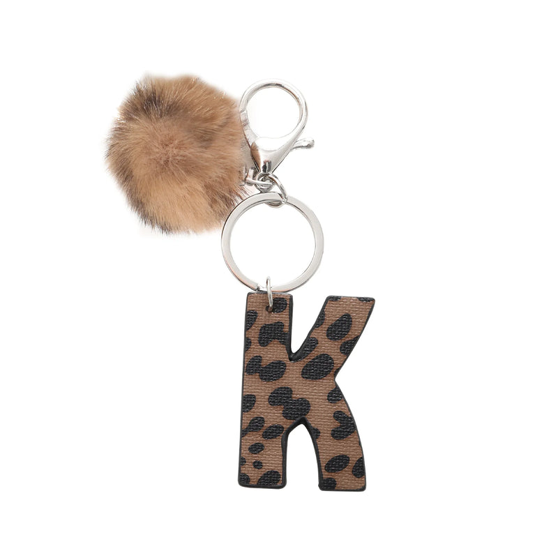 Leopard Print Letter Keychain