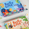 Two sets of themed and diverse content busy books for toddlers featuring colorful illustrations and learning activities