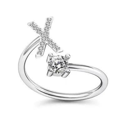 Initial Letter Ring with Zircon Accent