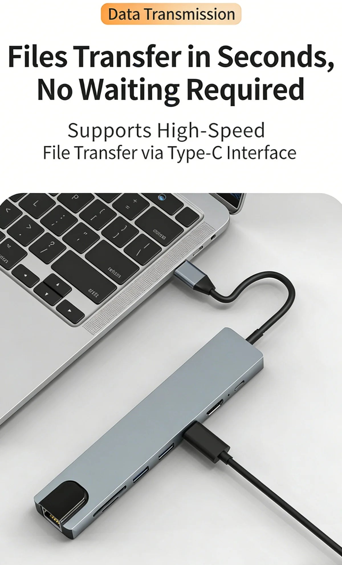 8-in-1 USB-C Hub with 4K HDMI, Gigabit Ethernet, and SD/TF Card Reader
