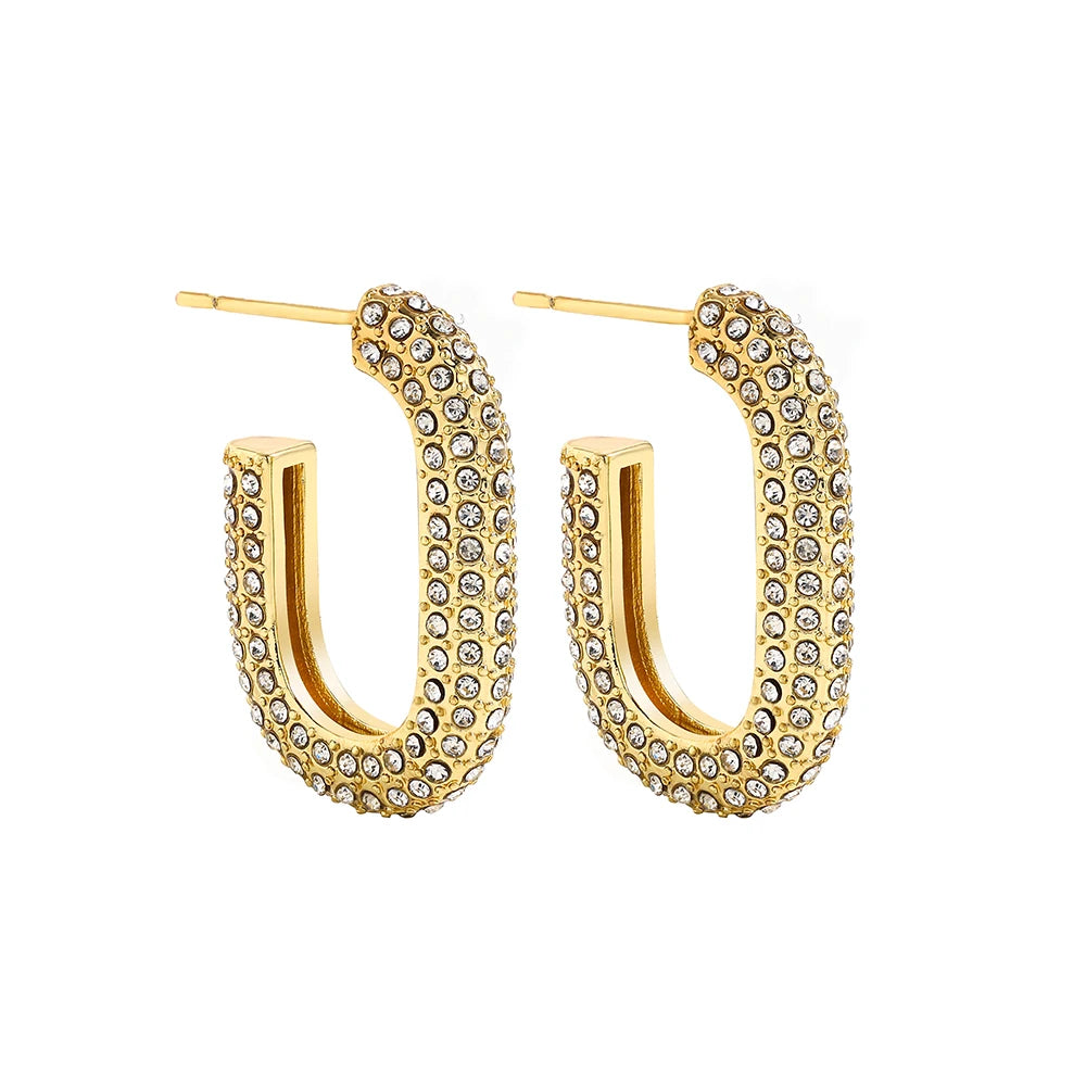 Geometric Gold Plated Huggie Hoop Earrings