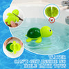 Bath toys featuring a green turtle and a green clam, designed so water cannot get inside.