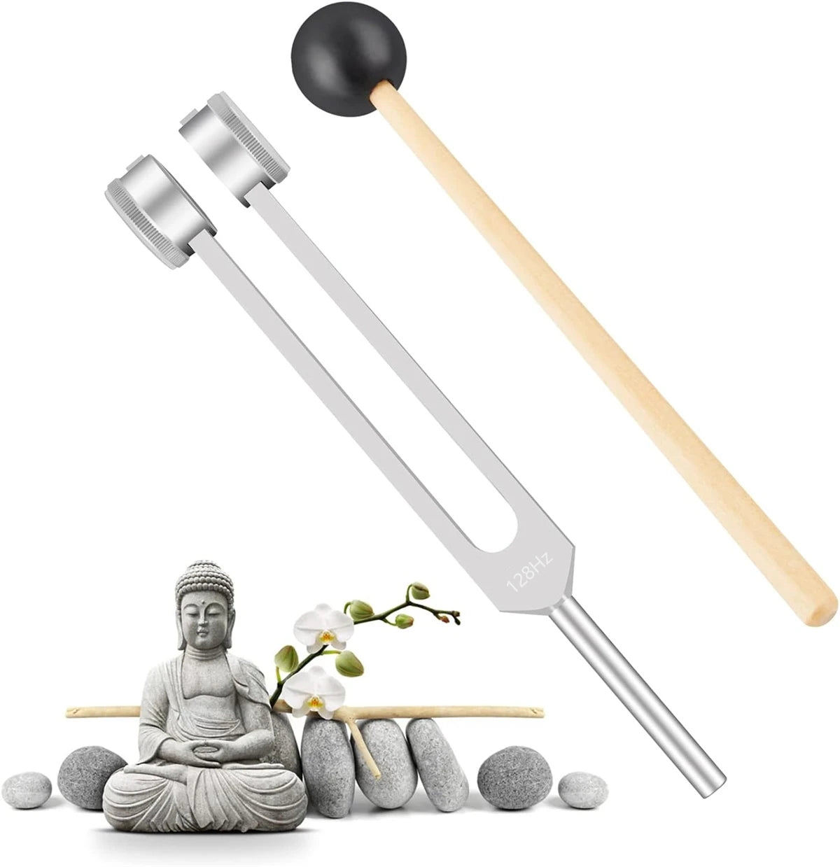 128Hz Aluminum Alloy Tuning Fork Set for Sound Therapy and Chakra Balancing