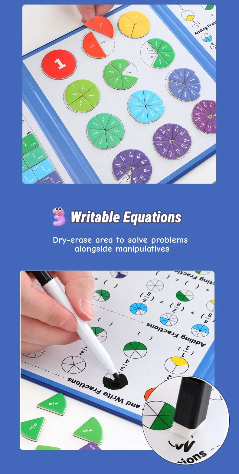 Magnetic Fraction Teaching Set with Charts & Erasable Practice Area