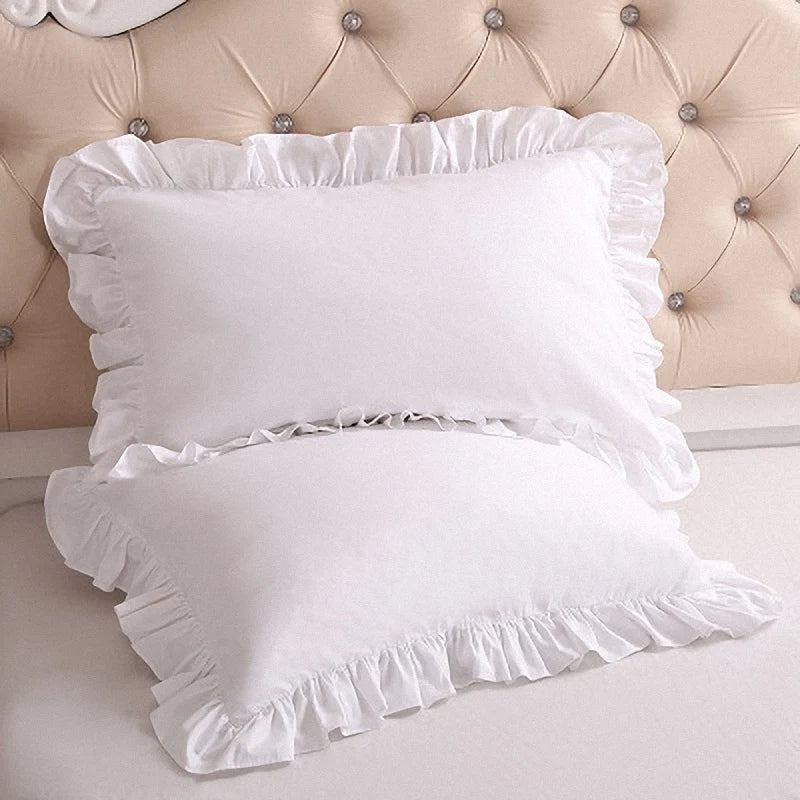 Ruffled Cotton Pillowcase with Elegant Ruffle Trim