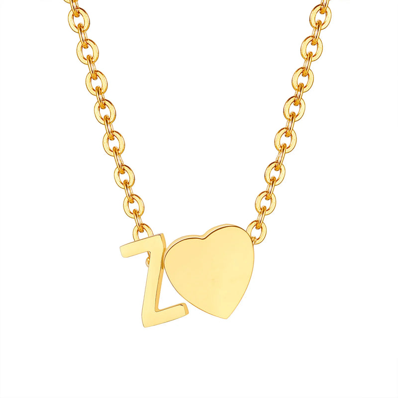 Dainty Heart Initial Necklace