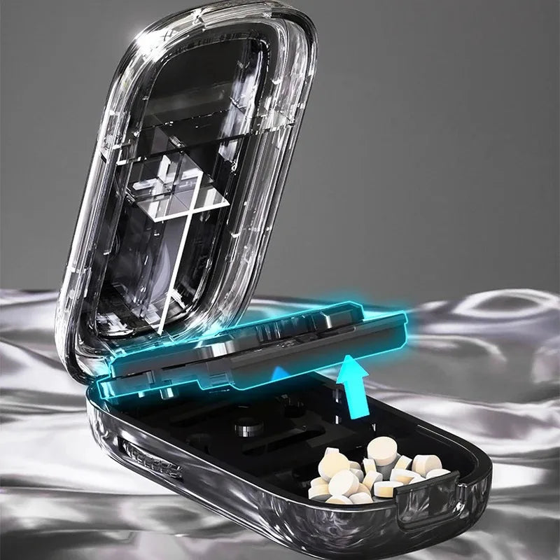 Portable Pill Cutter and Storage Box with Dustproof Lid