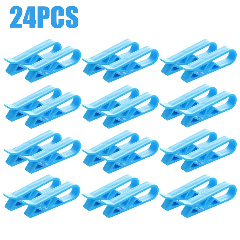 24 pieces of blue plastic garbage bag holder clips for trash cans and snack bags