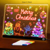 An LED drawing board featuring a Merry Christmas theme with lights and seven pens for kids.