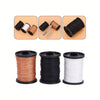 A set of heavy-duty waxed nylon thread spools in black, brown, and white for sewing and repairs.