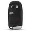 Black replacement key fob shell for Jeep, Dodge, Chrysler, and Fiat vehicles with lock and panic buttons