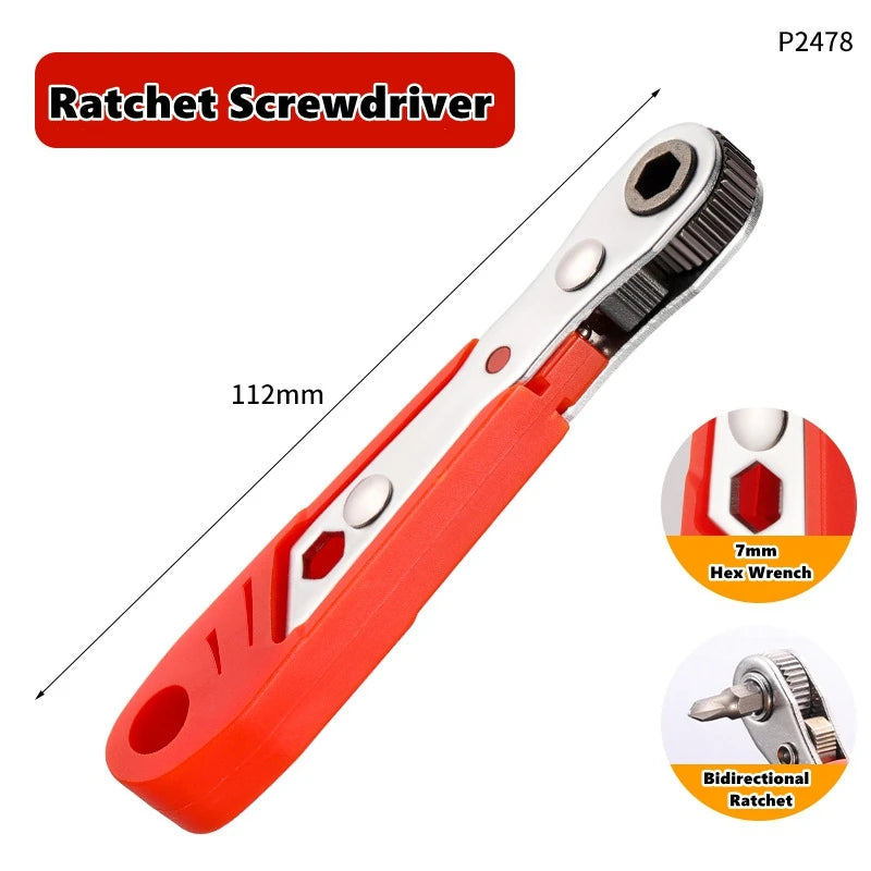 Compact 90-Degree Ratcheting Screwdriver Set with Bit Kit