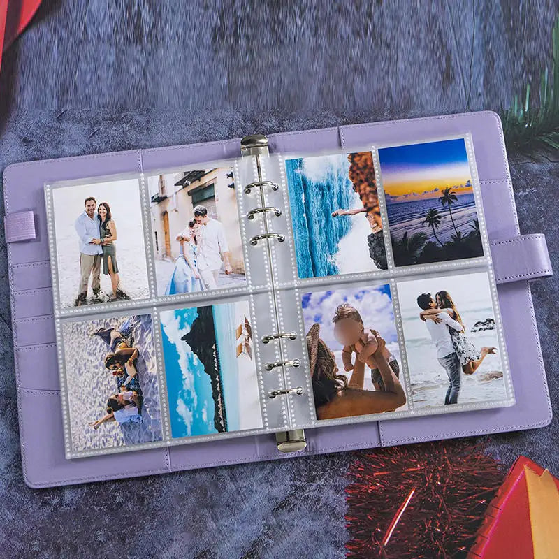 A5 PU Leather Photo & Card Organizer Binder with 4-Pocket Sleeves