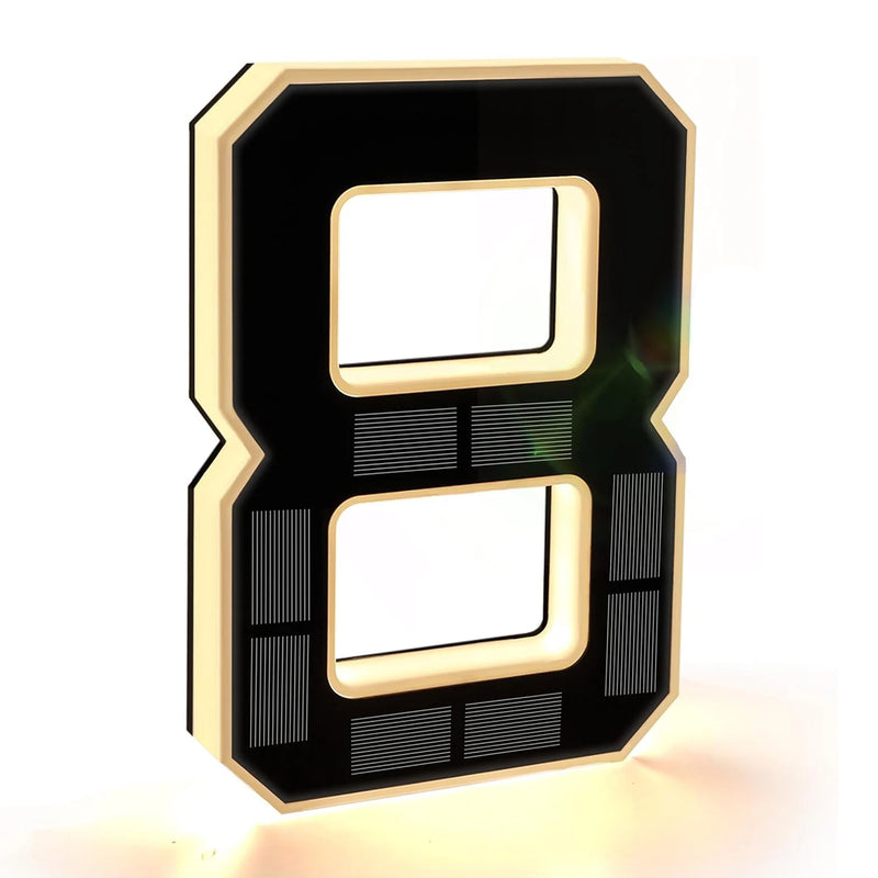 Modern Solar-Powered LED House Number Sign