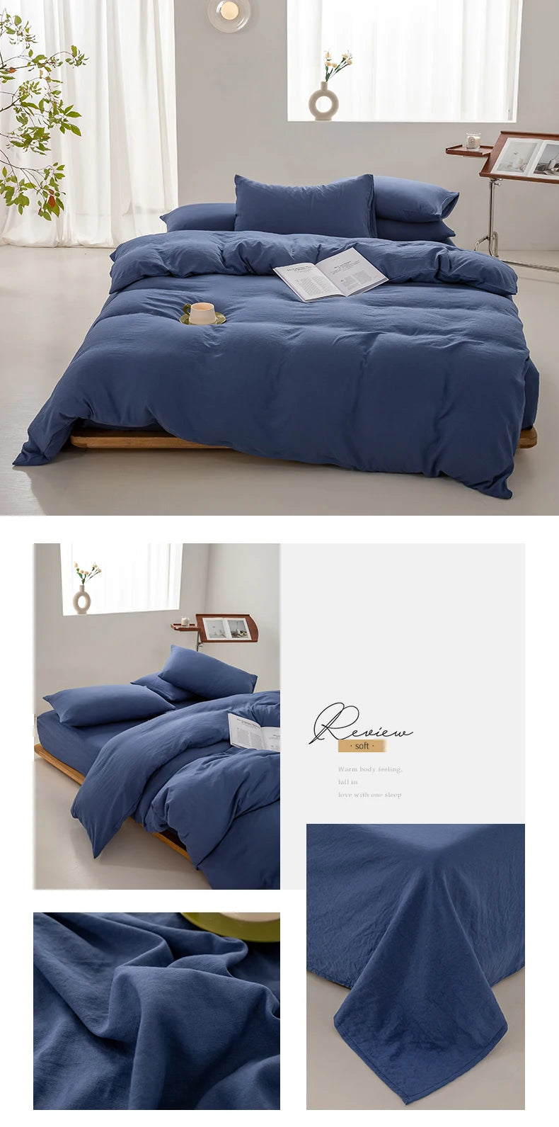 Washed Cotton Duvet Cover – Minimalist Solid Color Bedding