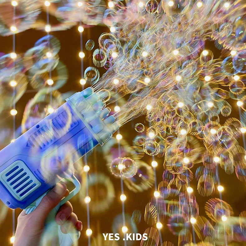 Rocket Bubble Gun with Lights - 32 Holes Automatic Blower for Kids
