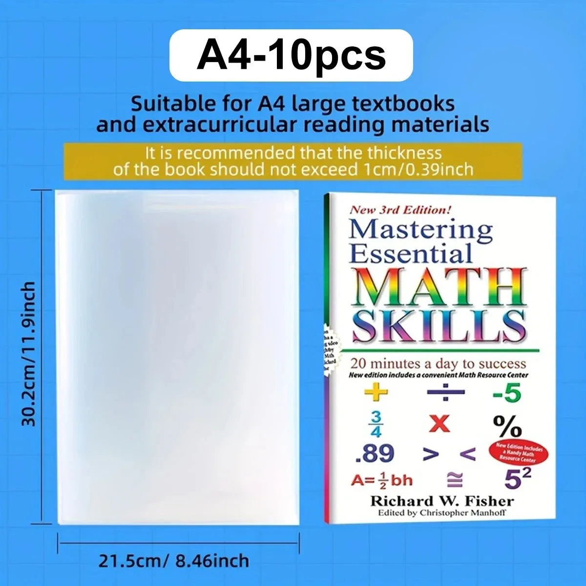 Transparent Reusable Book Covers for Textbooks & Notebooks