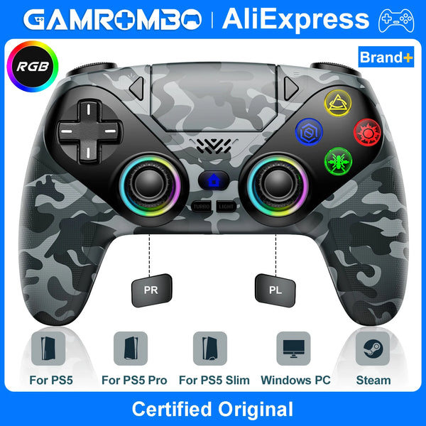 Kabelloser RGB-Gaming-Controller für PS5 und PC