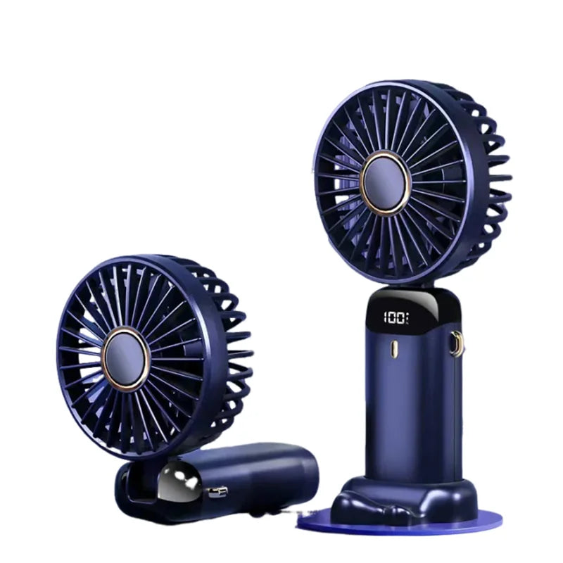 Portable USB Rechargeable Mini Fan with Digital Display