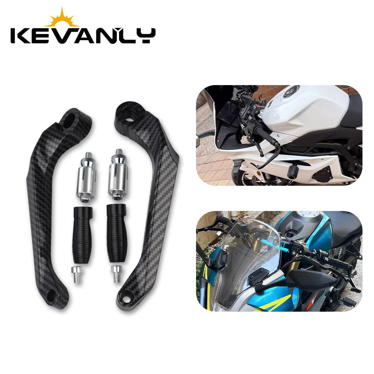 Motorcycle Brake & Clutch Lever Hand Guards with Carbon Fiber Finish