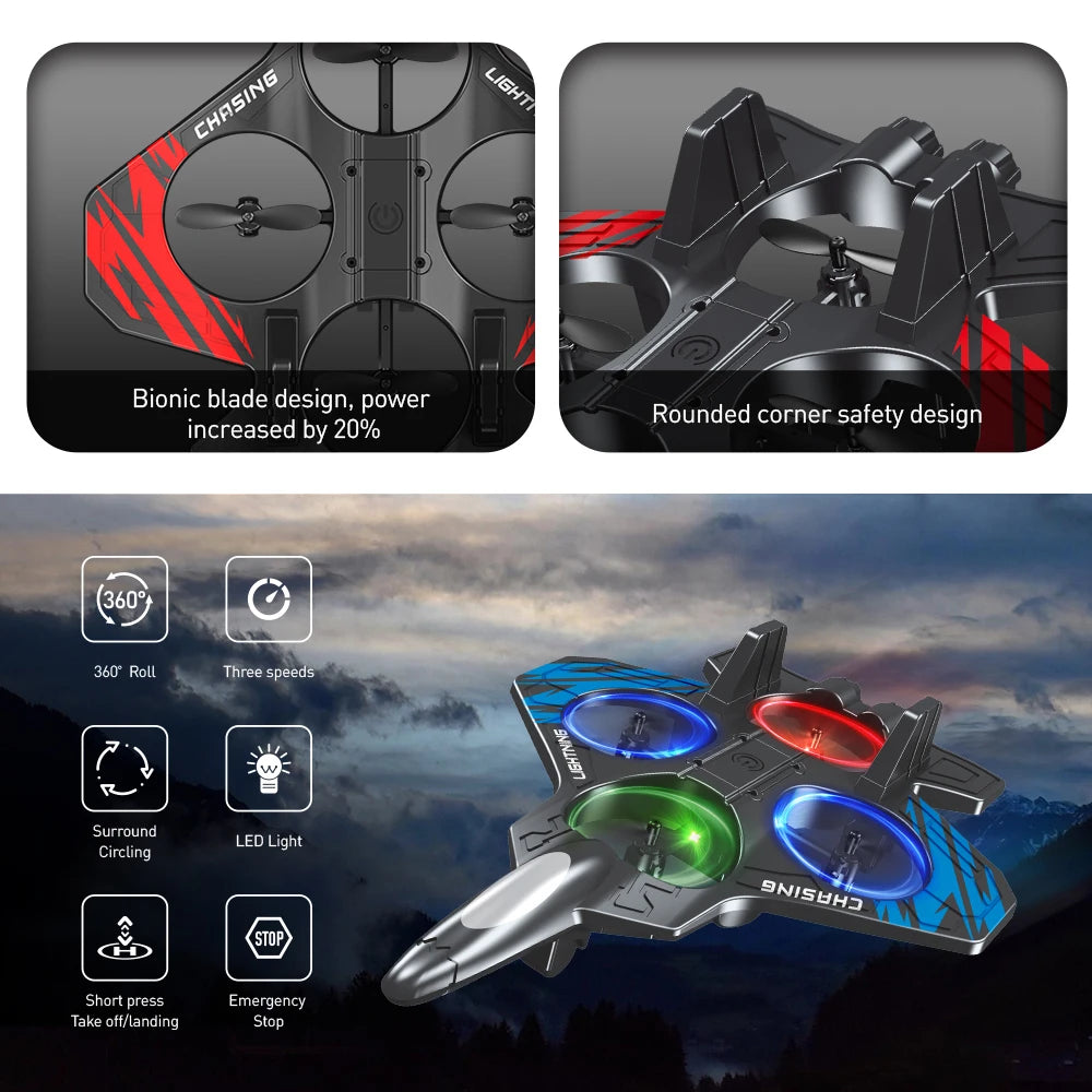 Stunt Foam Glider Drone with LED Lights and Intelligent Hover