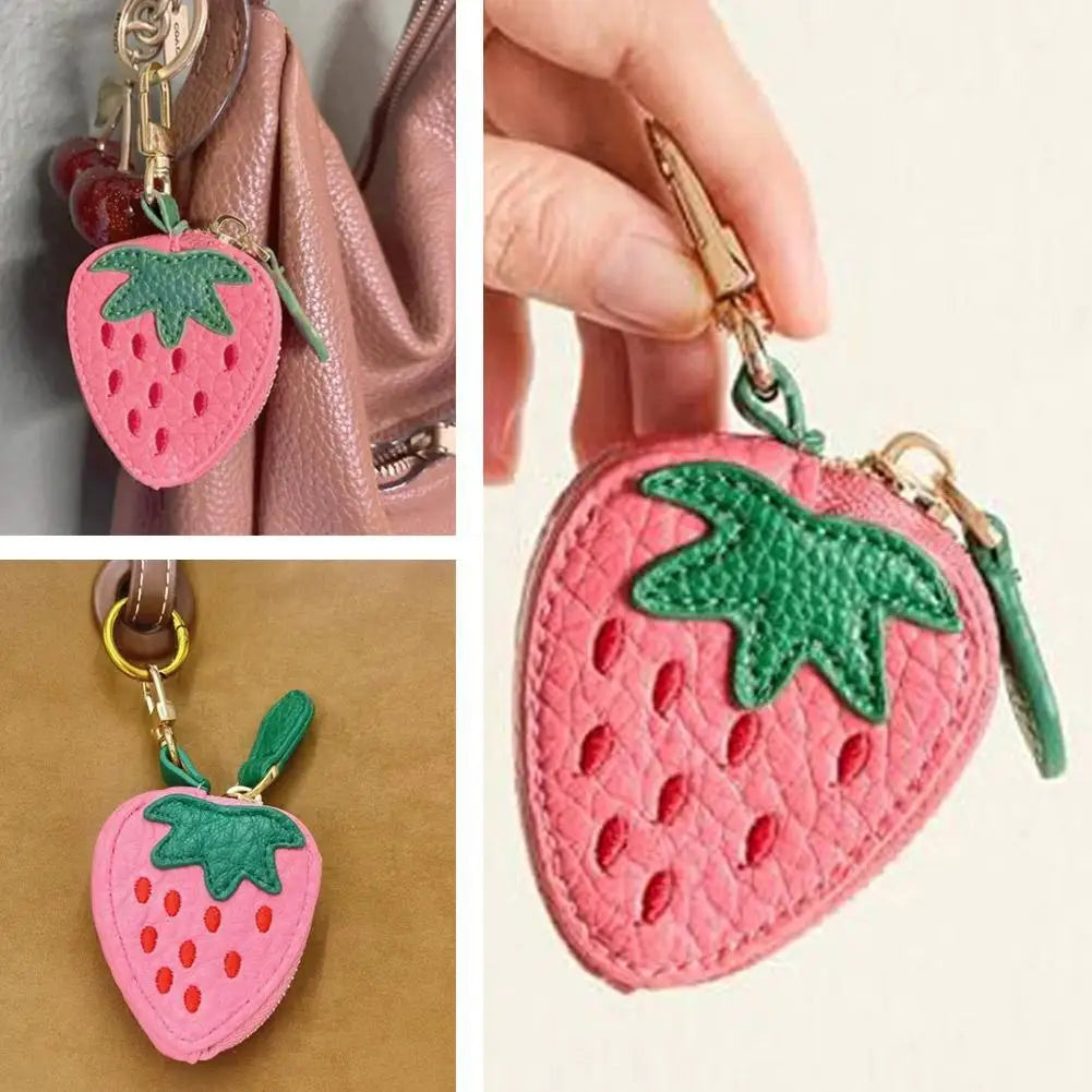 Fruit-Shaped PU Leather Coin Purse with Keychain