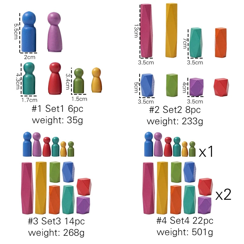 Wooden Rainbow Stacking Stones – Montessori Balancing Blocks for Kids