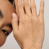 Dainty Gold-Plated Hand Chain with Cubic Zirconia