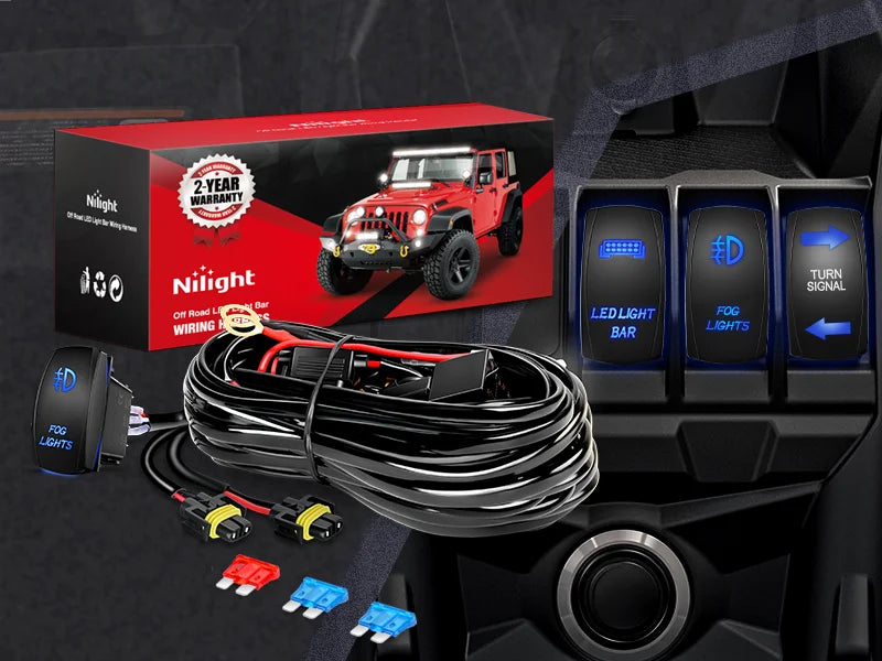 12V Heavy Duty Fog Light Wiring Harness Kit with Relay and Rocker Switch