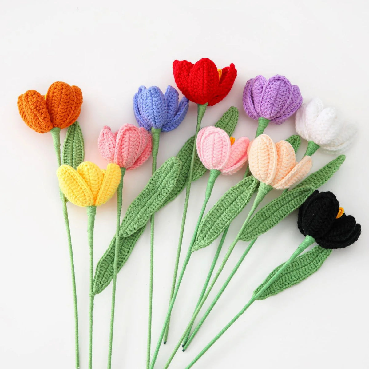 Handcrafted Crochet Tulip Bouquet – Artificial Knitted Flowers for Home Décor & Gifting