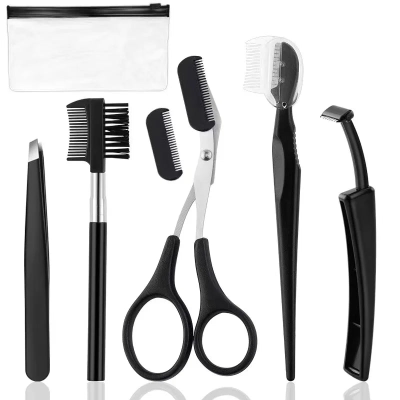 Professional Eyebrow Trimming Kit with Stainless Steel Tweezers