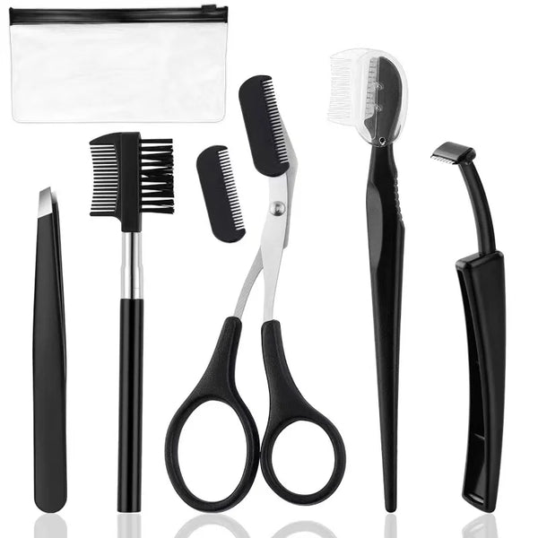 Professional Eyebrow Trimming Kit with Stainless Steel Tweezers