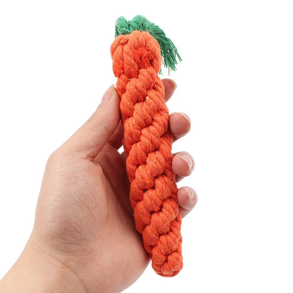 Bite-Resistant Cotton Rope Carrot Dog Toy