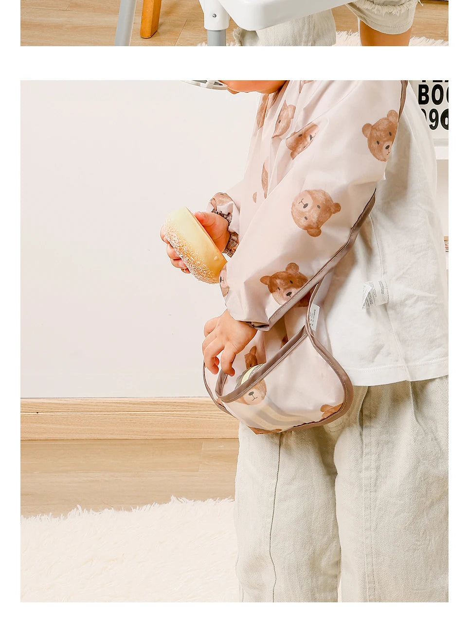 Waterproof Long-Sleeve Baby Bibs with Catch-All Pockets