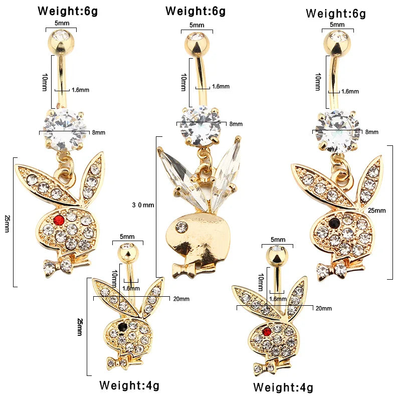 Gold Bunny Belly Button Piercing Ring