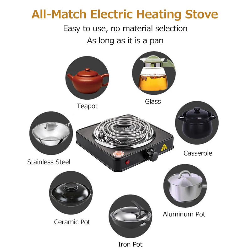 Portable Electric Hot Plate with Adjustable Temperature Control